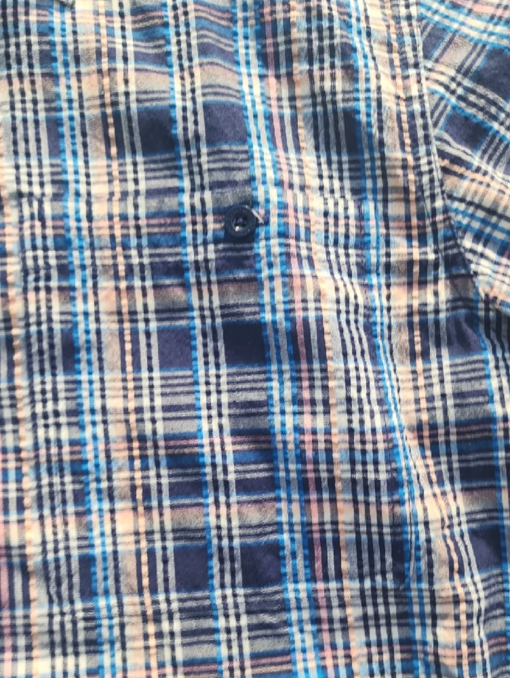 Patagonia Men's Short-Sleeve Plaid Button-Down in‎ Blue and Cream